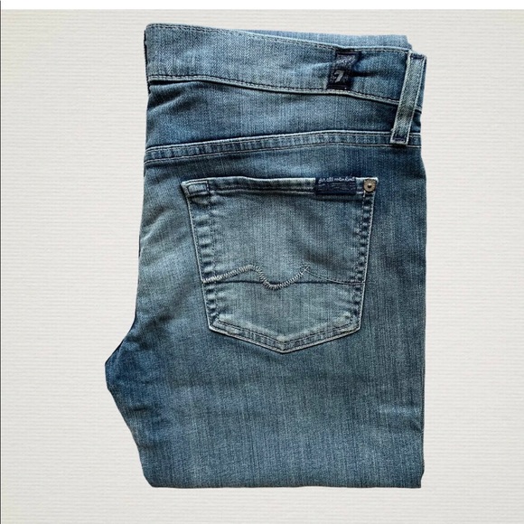 7 for all Mankind Distressed Straight Leg Jeans - Picture 4 of 11